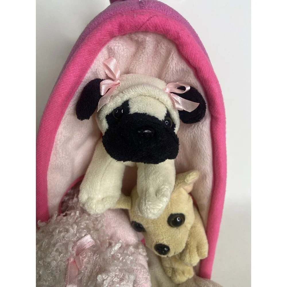 Unipak Plush Pink Dog House Playset with 5 Toy Dogs Puppies Stuffed Animals